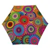 Paraplyer Färgglada mandala 3 våt paraply tryck vindtät bohemisk ficka UV -skydd för manlig kvinna