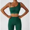 Yoga Outfit Sexy Een Schouder Gewatteerde Sport Running Bras Vrouwen Naadloze Verzamelen Longline Bra Workout Fitness Gym Crop Tops