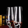 Set di bicchieri da champagne a forma di cuore con diamanti in cristallo, calice a bolle, coppia di bicchieri da vino in vetro per regalo di nozze HKD230809