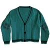 Traines pour femmes T-TEES AUTUME EMPORDEMENT DE LA broderie Cardigan Femmes Vintage Loose Speak Now Knitted Vneck Single Breasted Long Sweater Coat 230808