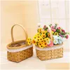 Storage Baskets Basket For Flowers Fruits With Handle Home Decorative Flower Organizing Drop Delivery Garden Housekee Organization Dhqw3