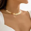 Ras du cou mode couleur or métal chaîne courte Chokers collier pour femmes bijoux coeur plat breloque sur cou fête cadeaux classique