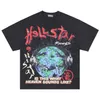 Дизайнерские рубашки Hellstar Рубашка мужская плюс футболки Футболка Hellstar Rapper Wash Серая Heavy Craft Унисекс Футболки с короткими рукавами Топы High Street Ретро Женская футболка