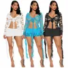 Robes décontractées basiques Sexy Seethrough Floral Lace Festival Outfit Femmes Deux Pièces Ensemble Clubwear Laceup Top et Mini Jupe Rave Minuit Ensembles Assortis J2308009