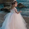 Abiti da ragazza Abito da principessa a fiori Tulle soffice per matrimoni Abiti da ballo per bambini carini Prima comunione Abiti da sera per feste di compleanno