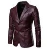 Men's Jackets Spring Autumn Fashion Men's Lapel Leather Dress Suit Coat Male Business Casual Pu Blazers Jacket 230808