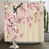 Toothbrush Holders Flowers and Birds pattern Shower Curtain 3D Bath Screen Waterproof Fabric Bathroom Decor 240X180cm With Hook Curtains 230809