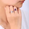 Cluster Rings GEM'S BEAUTY 925 Sterling Silver Water Drop Zircon Prong Set Engagement Fine Jewelry Anniversary Gift For Women