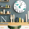 Relojes de pared agua Color flor línea planta dormitorio reloj grande cocina moderna comedor redondo sala de estar reloj decoración del hogar
