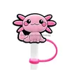 마실 빨대 Cynops Orientalis Pink Salamander st er Topper Sile Accessories Charms 재사용 가능한 Splash Proof Dust Plug Decorative DIY