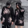 Mannen Truien Tie Dye Pins Ripped Verontruste Vernietigd Gaten Breien Hip Hop Streetwear Pullover Trui Oversized Zwart Tops 230809