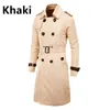 Men s Jackets Mens Spring Autumn Windbreak Overcoat Long Trench Coats with Belt Male Pea Coat Double Breasted Peacoat W03 230808