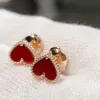 Boucles d'oreilles Fritillaria blanc en forme de coeur blanc en forme de coeur d'amour d'agate rouge d'or rose pour les femmes parti marque de luxe bijoux cadeaux 230808