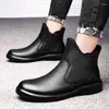 Laarzen Heren Mode Lopen Platte hak Outdoor Leer Casual Britse stijl Platform Warm houden Ronde neus Toevoegen Katoen Winter Uitgelicht