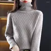 Kadın Sweaters Sonbahar Kış Kalın Yüksek Neck Kaşmir Yün Sweater Gevşek Yumuşak Örgü Alt Pulover Sıcak Beltlanka Kadın