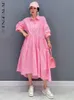 Urban Sexy Dresses Shengpalae Sweet Pink Shirt Dress for Women Korean Fashion Elegant Söta klänningar Vestido Robe Summer Y2K kläder 5R1519 230808