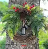 Decorative Flowers Christmas Decoration Wreath Handcrafted Simulation Bell Door Hanging Window Props