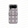 Top Classic Grid Print Phone Case pour Samsung Z Flip 5 4 3 PU Cuir TPU Fold Shell Couverture Arrière Flip5 Flip4 Flip3 Protection Designer Antichoc