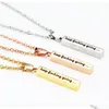 Pendant Necklaces Keep Ing Going Inspirational For Women Men Stainless Steel Engraved Letter Bar Rose Gold Chains Fashion Jewelry Drop Dhuvw