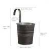 Vases Vintage Tin Flower Bucket Balcony With Hook Decoration Artificial Barrel Pot Garden Supplies