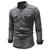 Men's Casual Shirts Long Sleeve Shirt Slim Fit European Vintage Size Simple Denim