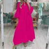 Casual Dresses 2023 Loose Solid Women Party Dress French Lace Hollow Beautiful A-lien Hem Elegant Female Flare Sleeve V-neck Long