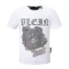 Pleinxplein Men'sTシャツオリジナルデザインサマーPlein TシャツPPコットンラインストーンシャツ半袖142黒白色