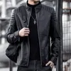 Männer Jacken Moto Pu Leder Männer Winter Leahter Jacke Männlich Stehkragen Casual Windjacke Trendy Herren Kleidung Schwarz Blau 230808