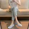 GAI Dress Rhinestones Mary Janes for Women Ballet Flats Shiny Elegant Designer Ladies Satin Slip on Loafers Shoes in 230809