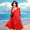 Women's Trench Coats Jacket Hooded Summer Sunproof Zipper Thin Loose See Through Outerwear Lightweight Clothes Solid Pink A409 230808