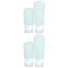 Storage Bottles 4 PCS Silicone Suction Cup Brush Head Lotion Bottle Portable Refillable Olive Green