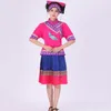 Hmong Etnik Stil Sahne Giyim Nakış Halk Performans Kostüm Top+Etek Setleri Festival Giyim Kadınları Miao Giyim Şapka