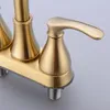 Wastafelkranen Badkamer Wastafel Kraan Geborsteld Goud Dubbele Handgrepen Badkranen Warm en Koud Mengkraan Waterkraan met Pop Up Drain