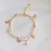 Strand 2023 Modetrend Uniek ontwerp Elegante delicate dubbellaagse vlinderparelarmband Vrouwen Sieraden Feest Premium cadeau