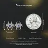 Stud Wostu Vintage 925 Sterling Silver Spider Earrings Purple Hearthaped Zircon for Women Fashion Jewelry Hallowmas Party Gift 230808