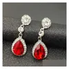 Bijoux Mode Cristaux De Mariée Boucles D'oreilles Sier Strass Longue Boucle D'oreille 5 Couleurs Cadeau Livraison Fête Événements Accessoires Dhupn