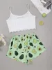 Indumenti da notte da donna Stile Fashion Lady Summer Cartoon Avocado Print Canotta con pantaloncini Pigiama Set Comfort INS Home Wear Underwear