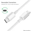 Cables de teléfono celular USB C para escribir con chip E-Mark para Redmi Note 8 Pro Carga rápida 4.0 PD 60W Carga rápida S11 Cargador Drop Deliver Dhsik