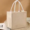 Storage Bags Vintage Women Linen Tote Shopper Purses Large Summer Beach Handbags Portable Eco Top Handle Shopping Bag Multiple Sizes Handbag