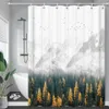 Toothbrush Holders Waterproof Fabric Shower Curtains Tree leaves White Birch Bathroom Large 240X180 3D Print Decoration Curtain Bath Screen 230809