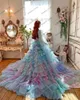 Casual Dresses 2023 Designer Mesh Prom Party Gowns Detachable Train Pretty Colorful Tulle Beads Pageant Dress Luxury Ruffles Formal