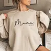 Kvinnors hoodies tröjor mamma est 2023 tröja mammas dag gåva kvinnor långärmad crewneck tröjor personlig hoodie mamma casual tops 230808