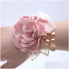 Flowers Prom Cor Corremony Flower Borch Boutonnieres وملحقات المعصم الاصطناعية لوازم الإسقاط أحداث حفل توصيل DH87C