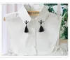 Pendant Necklaces Wild Round Neck Shirt Lapel Doll Collar Pearl Button Black And White False