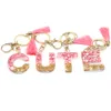 Objets Décoratifs Figurines 26 Initiales Lettre Clé Pendentif Avec Gland Rose Mode Filles Sac À Main Paillettes Dégradé Résine Alphabet Voiture Porte-clés Charmes Cadeau 230809