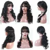 Lace Frontal Wig With Bangs Body Wave 250 Density 13x6 Front Human Hair Wigs Pre Plucked Fake Scalp 370 Dolago Remy