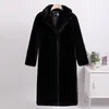 Femmes fourrure 2023 femmes hiver chaud Faux manteau épais Long col rabattu pardessus Casaco Feminino