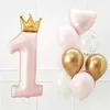Balões de papel alumínio com número de coroa de princesa de 40 polegadas Decorações de festa de primeiro aniversário crianças menina menino bebê primeiro aniversário de um ano suprimentos HKD230808