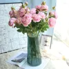 Decorative Flowers 7pcs/lot 3 Head Rose European Silk Pink White Peony Bouquet Artificial Flower Home Wedding Wall Decoration Party