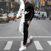 Trainingspakken voor heren Duivelsglimlach 3D Print T-shirt met lange mouwen Broek 2-delige set Oversized Streetwear Casual Trainingspak Gym Basketbalkleding